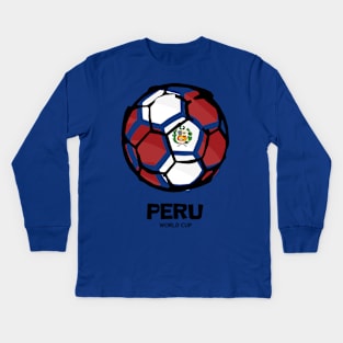 Peru Football Country Flag Kids Long Sleeve T-Shirt